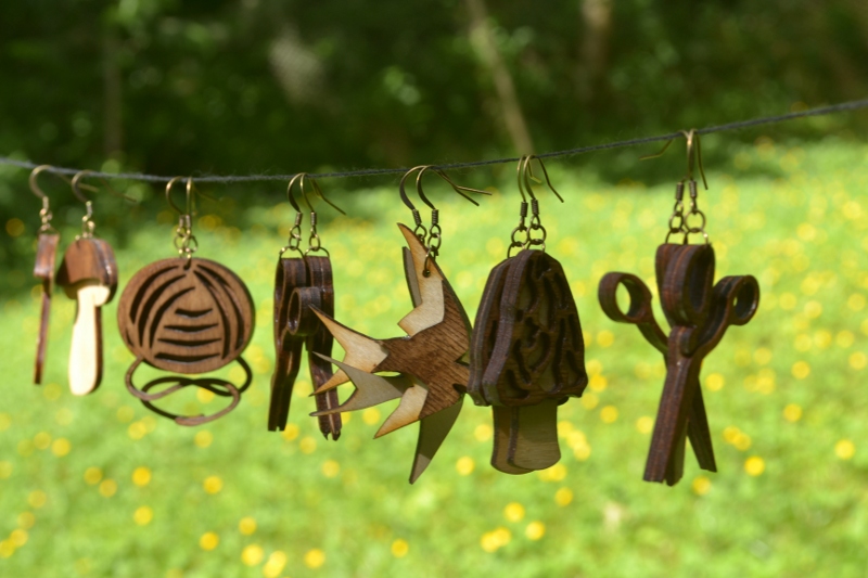 wooden boletus mushroom earrings